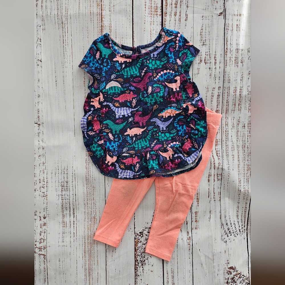 Colorful Dinosaur Print Baby Outfit